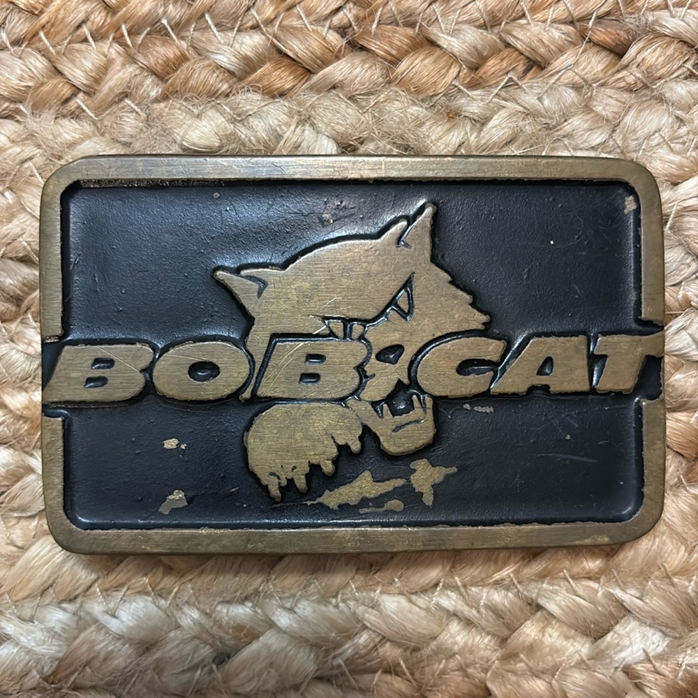 Vintage Bobcat Equipment Brass Texas Style Western Themed Mens Belt Buckle